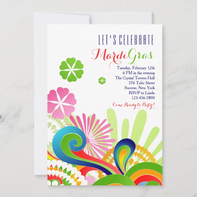 Carnival Colours Invitation (Front)