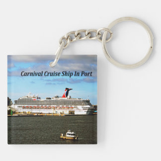 Carnival Cruise Ship docked at an exotic port Keychain