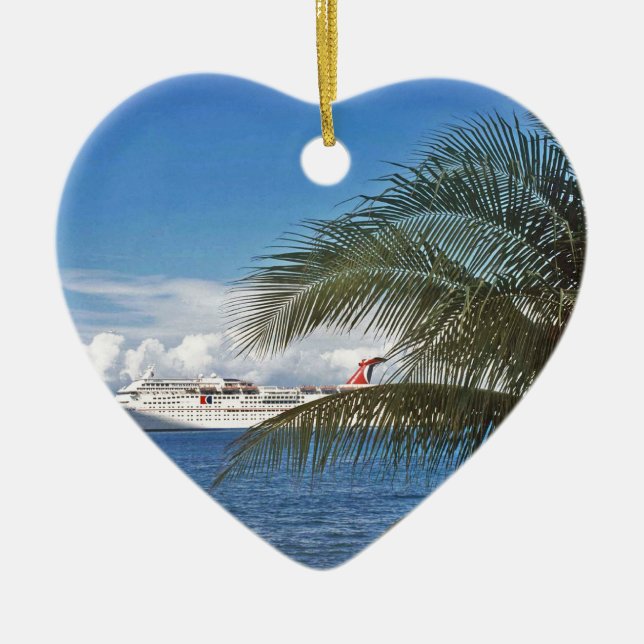 Carnival cruise ship docked at Grand Cayman Island Ceramic Ornament (Front)