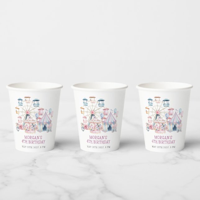 Carnival Cute Birthday Budget Party Paper Cups (Multi)