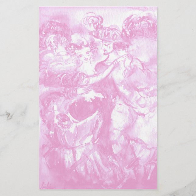 CARNIVAL DANCE , pink white Stationery (Front)