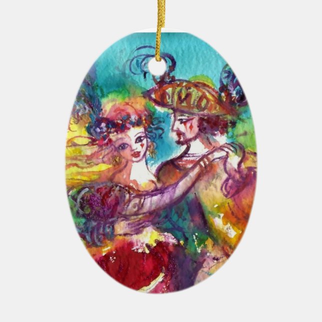 CARNIVAL DANCE  RED RUBY HEART CERAMIC ORNAMENT (Front)