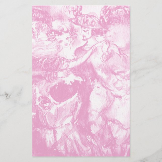 CARNIVAL DANCE ,soft  pink white Stationery (Front)