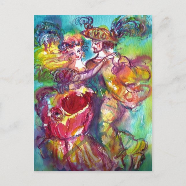 CARNIVAL DANCE Venetian Masquerade Ball Postcard (Front)