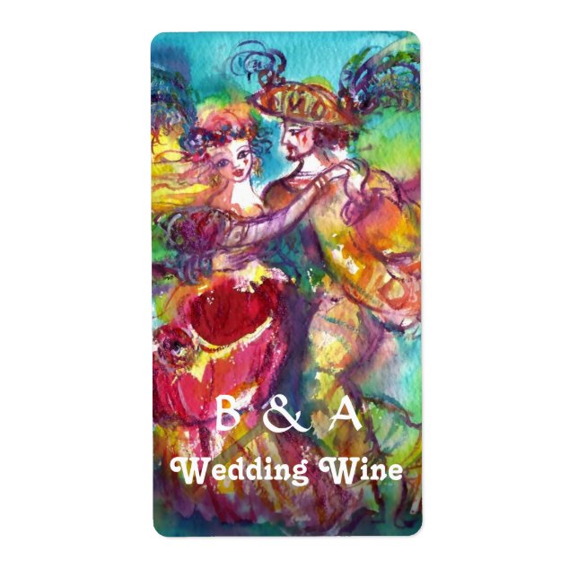 CARNIVAL DANCE Venetian Masquerade Wedding Wine (Front)
