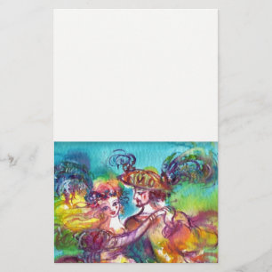 CARNIVAL DANCE ,Venetian Masquerade White Stationery