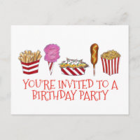 Carnival Fair Foods Anniversaire Fête Invitation
