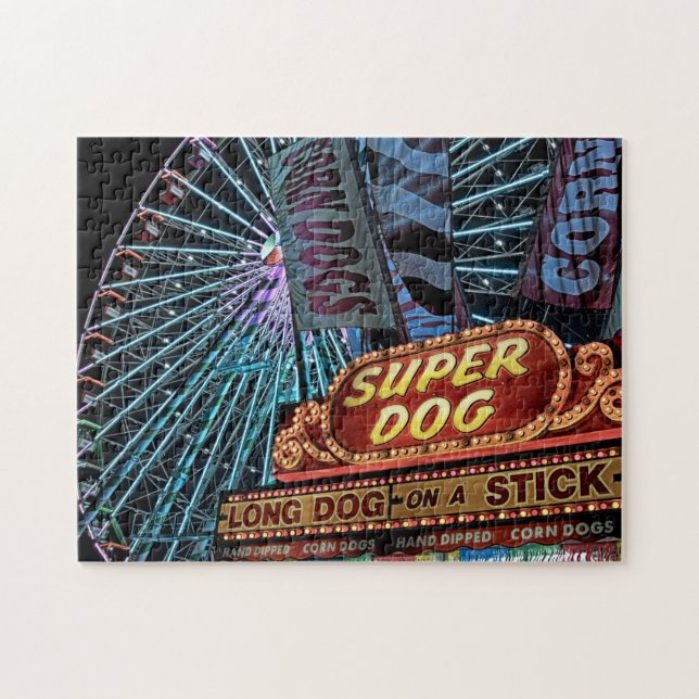 Carnival Ferris Wheel Night Photography Complex Jigsaw Puzzle (Horizontal)