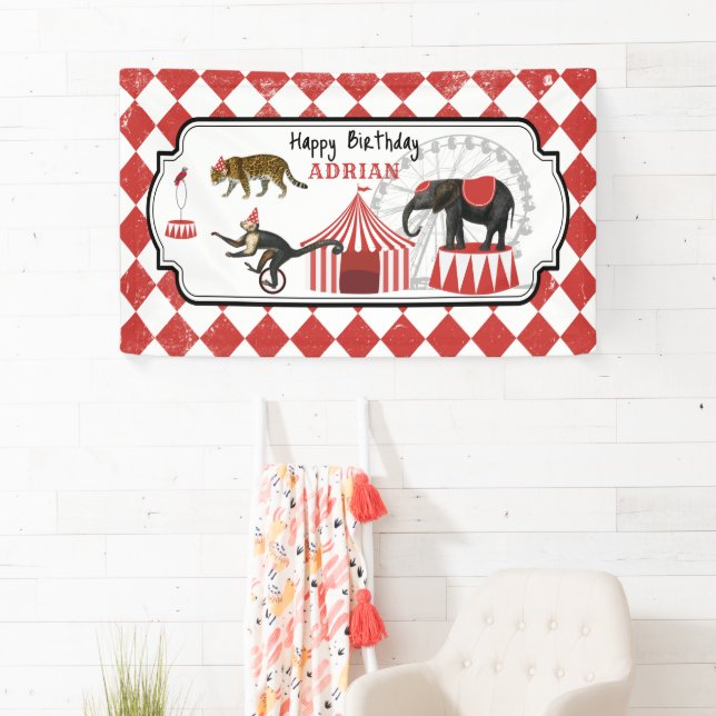 Carnival Festival Theme Animals Big Top Birthday Banner (Insitu)