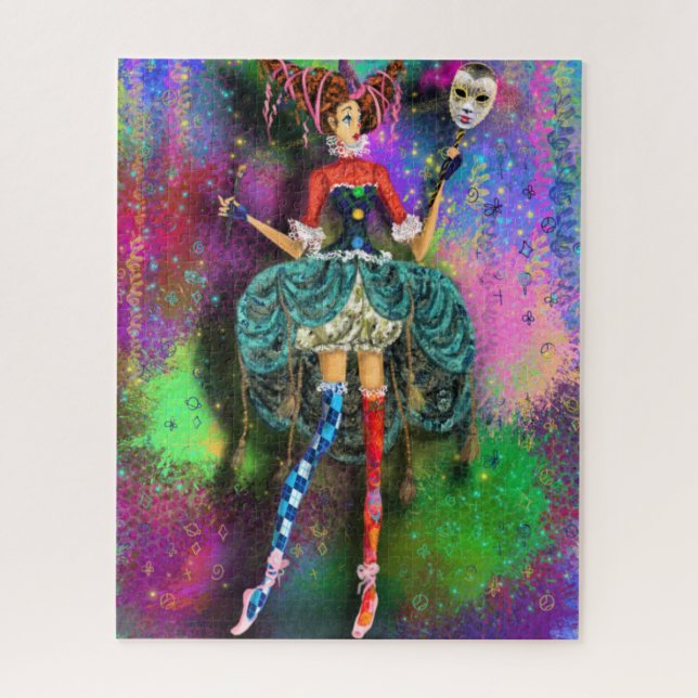 Carnival Fille Clown Joker Jester Puzzle cadeau (Vertical)