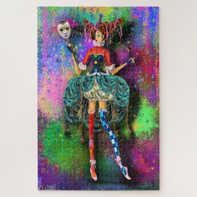 Carnival Fille Clown Joker Jester Puzzle Peinture (Vertical)