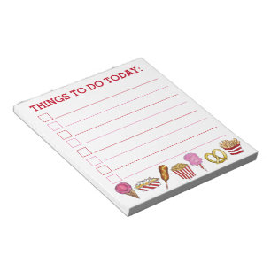 Carnival Food Nachos Cotton Candy Popcorn Pretzel Notepad