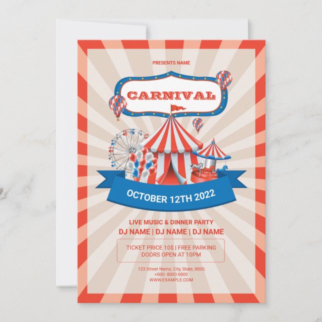 Carnival Fun Fair Party Flyer Invitation (Front)