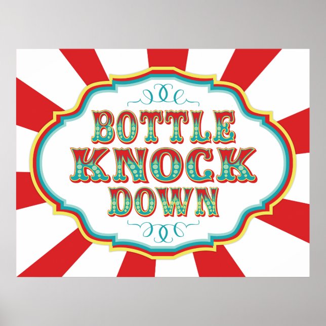 Carnival Game Sign Bottle Knock Down (Front)