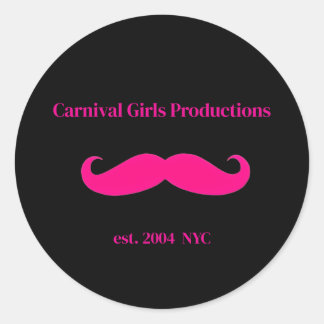 Carnival Girls Productions Mustache Classic Round Sticker