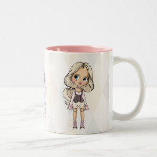Carnival Harlequin Girl Two-Tone Coffee Mug