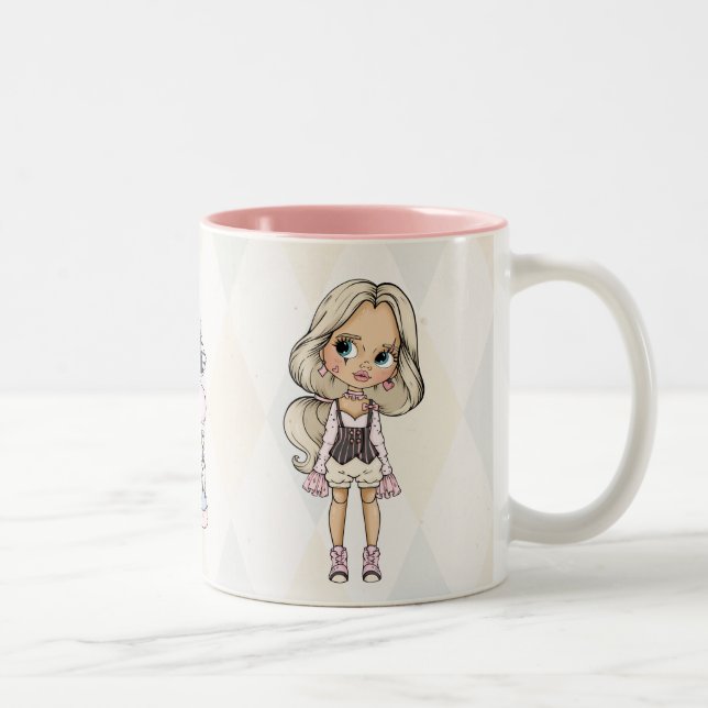 Carnival Harlequin Girl Two-Tone Coffee Mug (Right)