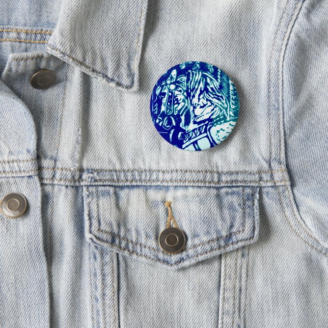 Carnival Horse Blues 2 Inch Round Button (In Situ)