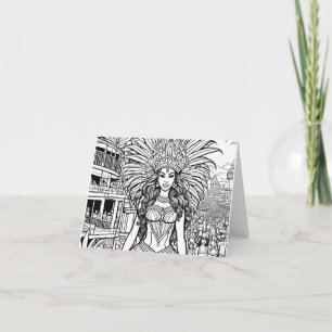 Carnival in Brazil Colouring Blank Note Card