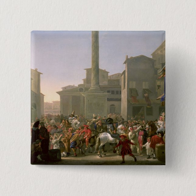 Carnival in Rome, c.1650-51 2 Inch Square Button (Front)