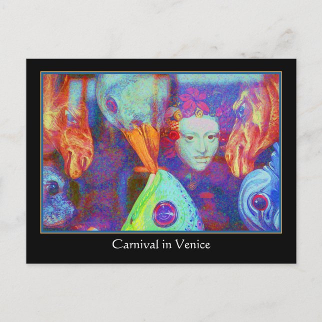 Carnival in Venice - Colourful Carnival Masks Postcard (Front)