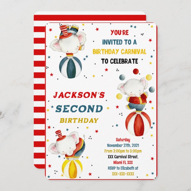 Carnival Invitations (Front/Back)