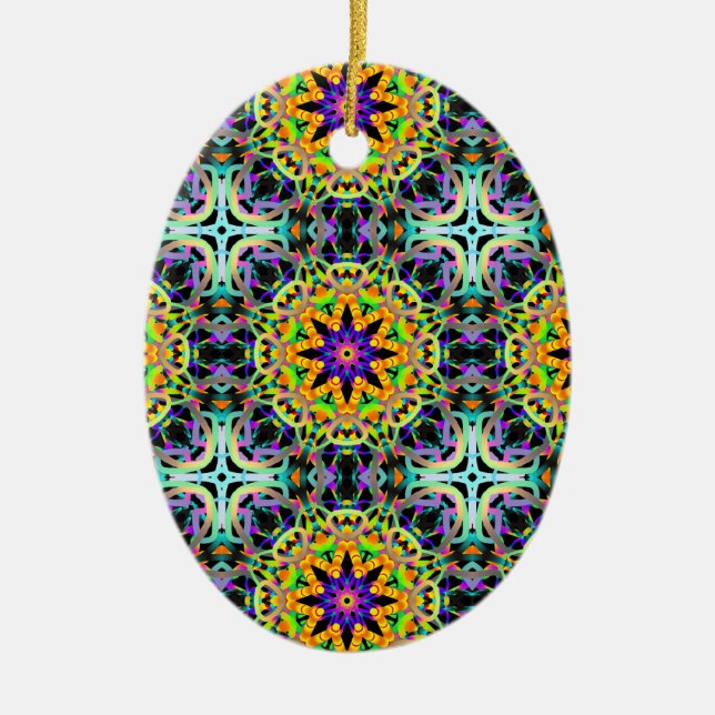 Carnival Kaleidoscope Ceramic Ornament (Front)
