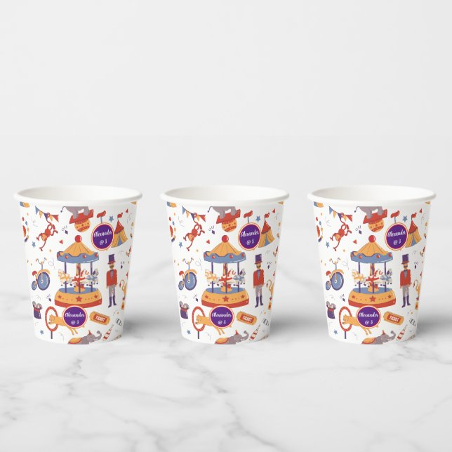 Carnival Kids' Birthday Circus Pattern Clown Paper Cups (Multi)