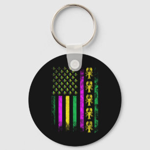 Carnival Mardi Gras Usa American Flag Crawfish Par Keychain