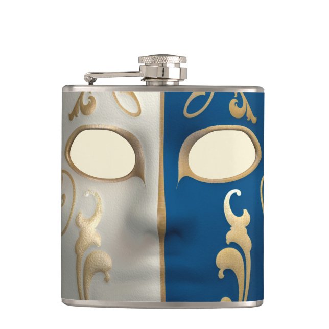Carnival Mask Hip Flask (Front)