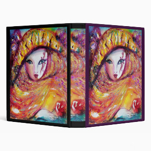 CARNIVAL MASK IN YELLOW WITH RED ROSE BINDER