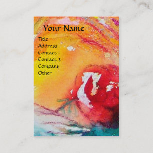 CARNIVAL MASK IN YELLOW WITH RED ROSE BUSINESS CARD