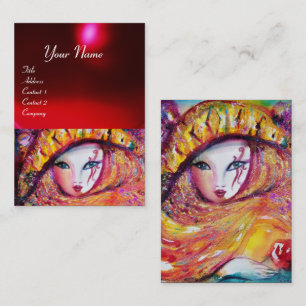 CARNIVAL MASK IN YELLOW WITH RED ROSE  Ruby Business Card