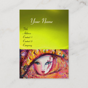 CARNIVAL MASK IN YELLOW WITH RED ROSE ,Topaz Business Card