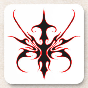 Carnival Mask Tribal Tattoo - black and red Coaster