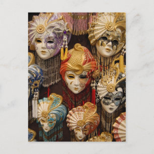 Carnival Masks in Venice Italy Postcard