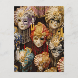 Carnival Masks in Venice Italy Postcard