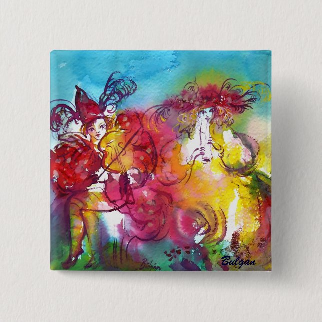CARNIVAL NIGHT 2 INCH SQUARE BUTTON (Front)