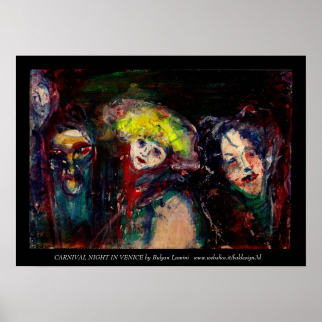 CARNIVAL NIGHT IN VENICE Venetian Masquerade Masks Poster (Front)