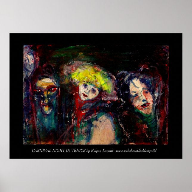 CARNIVAL NIGHT IN VENICE Venetian Masquerade Masks Poster (Front)