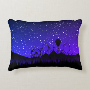 Carnival night summer fair ride black blue accent pillow