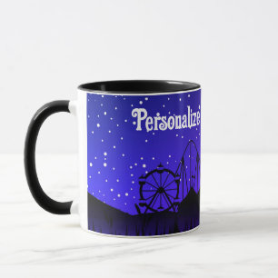 Carnival night summer fair ride black blue mug