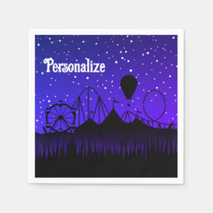 Carnival night summer fair ride black blue napkin