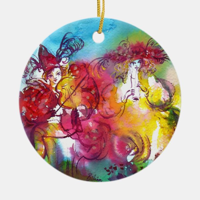 CARNIVAL NIGHT / Venetian Masquerade,Dance Music Ceramic Ornament (Front)