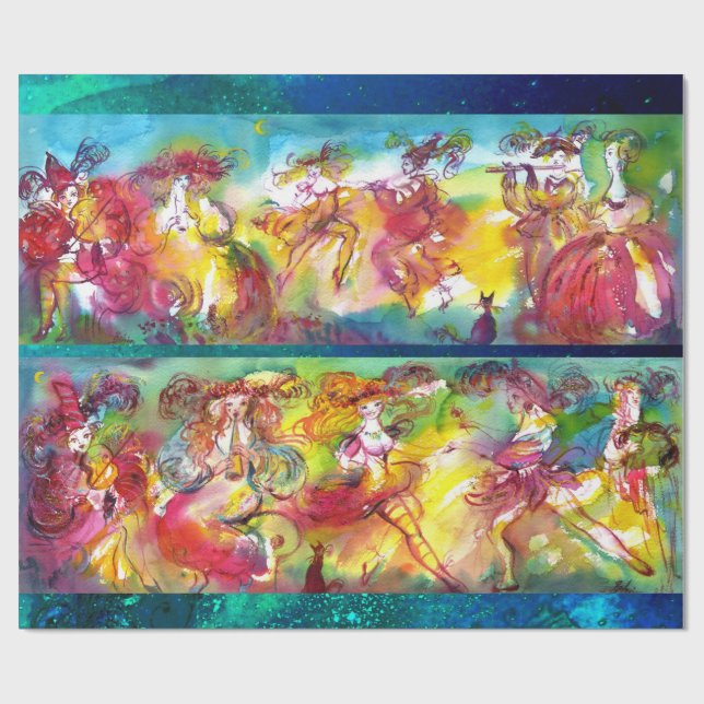 CARNIVAL NIGHT / Venetian Masquerade,Dance Music  Wrapping Paper (Flat)