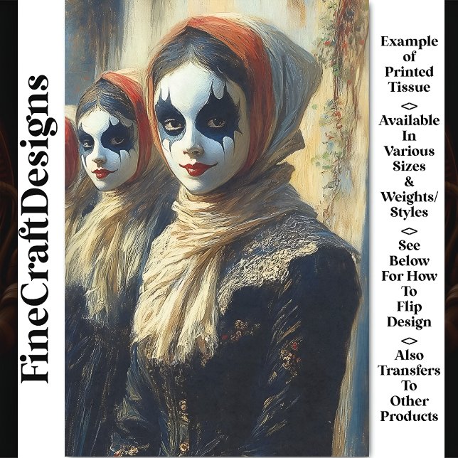 Carnival Noir Painted Face Actors BK1 Decoupage Tissue Paper (Creator Uploaded)