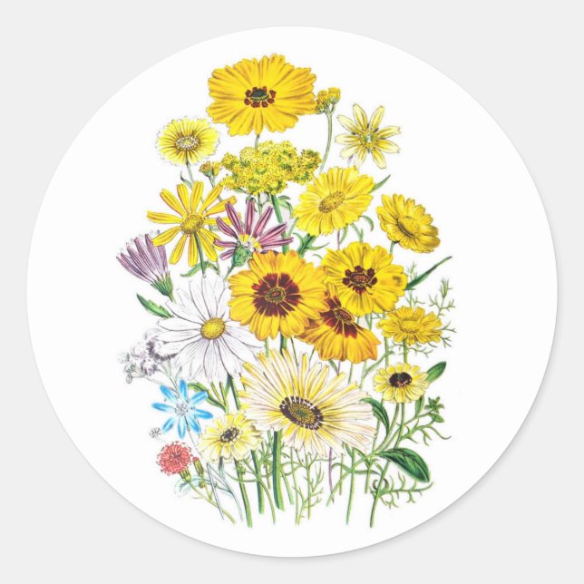Carnival of flowers classic round sticker (Front)
