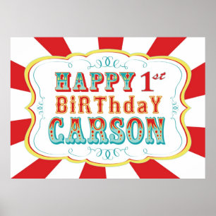 Carnival or Circus Birthday Banner for Carson Poster