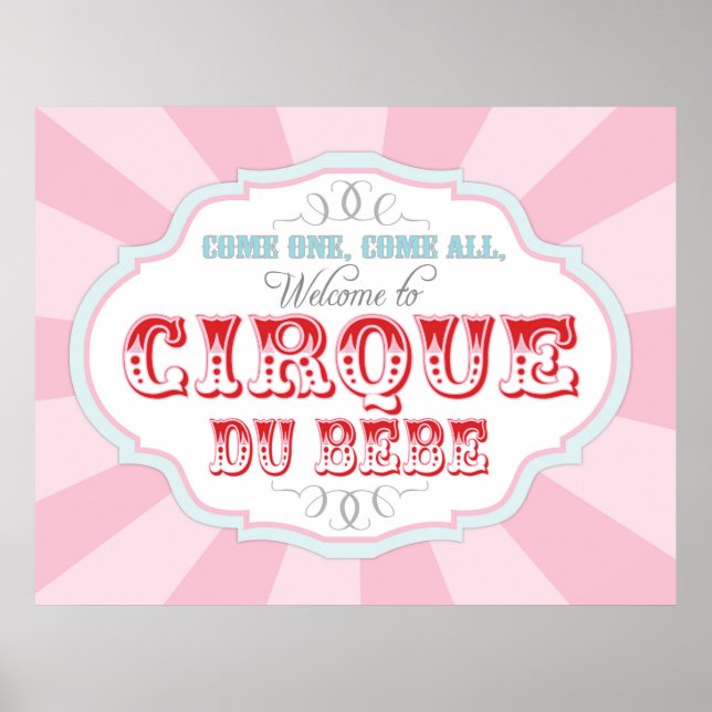 Carnival or Circus Welcome Sign Cirque du Bebe (Front)