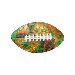 Carnival or mask party of paints, green and orange football